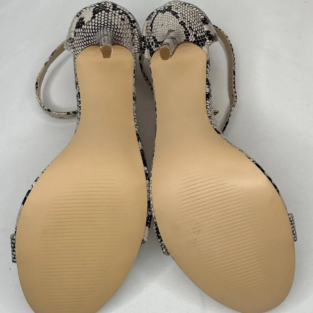 Lulus Elsi Beige Snake Strap Heels NW/OT or box Size 8 1/2 - Picture 7 of 14